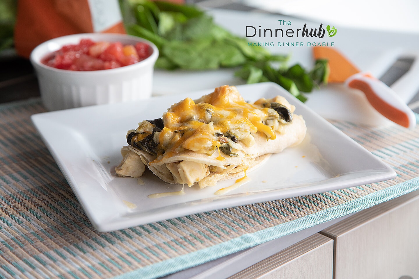 Monterey Jack Chicken Enchiladas w/ Fruit Cups